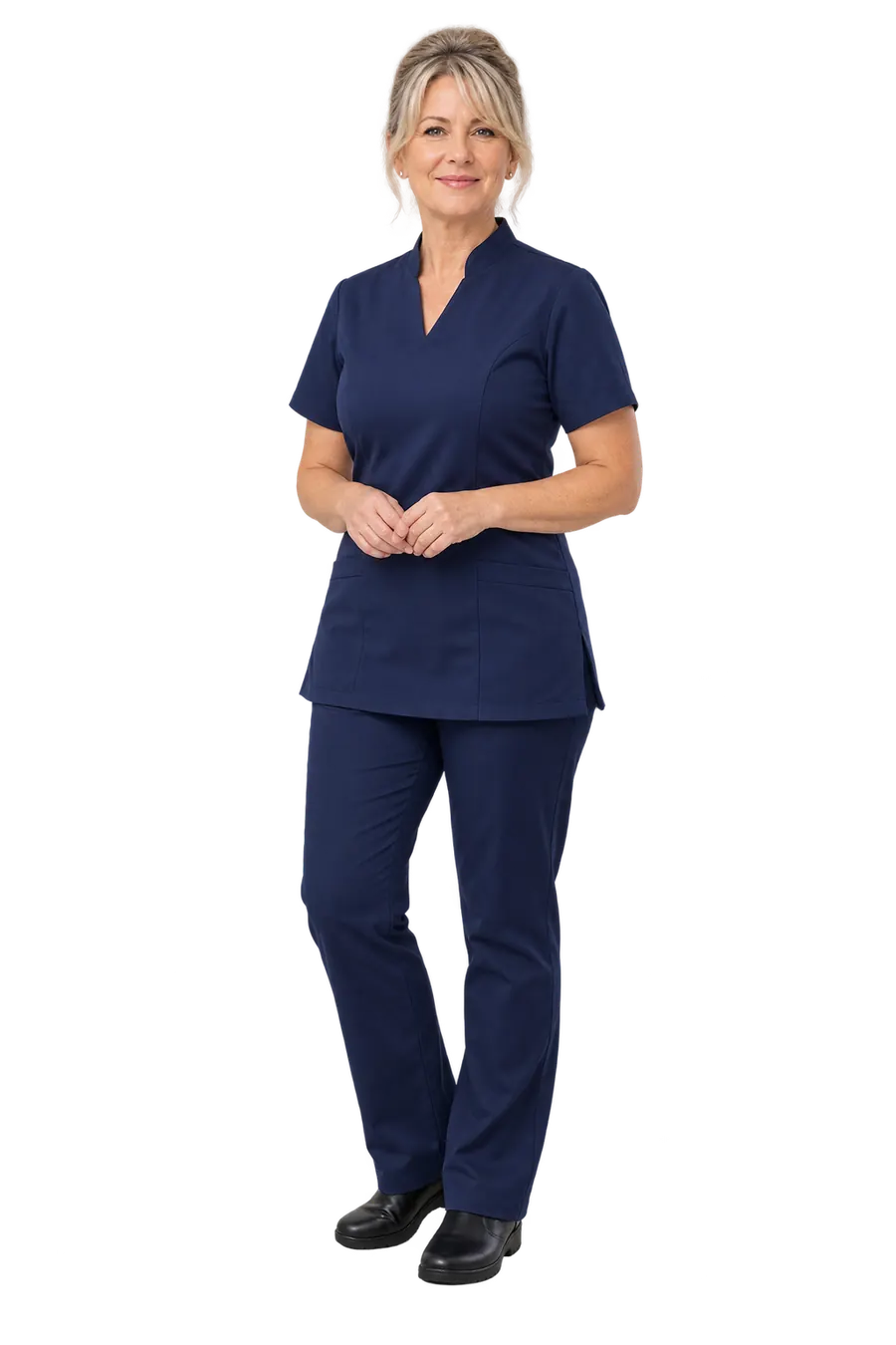 Smiling mobile foot care professional ready for a customer visit