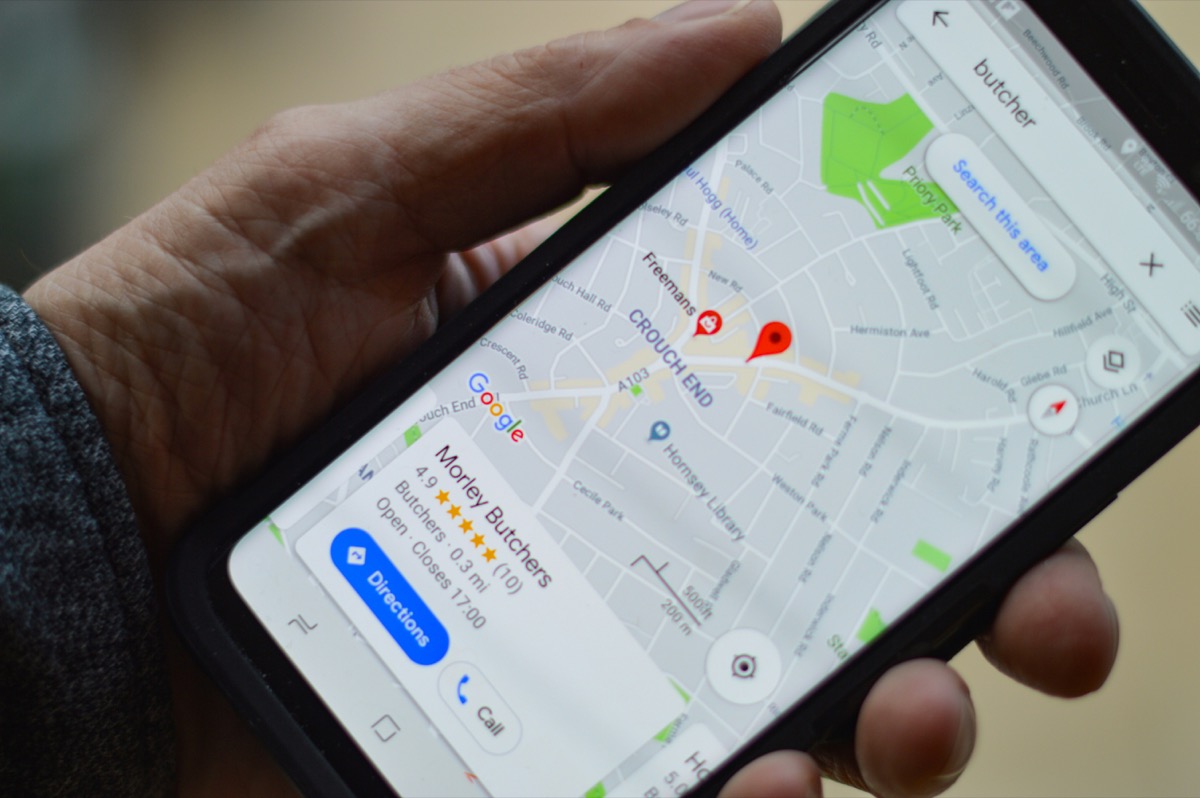 Phone map used to plan a customer visit