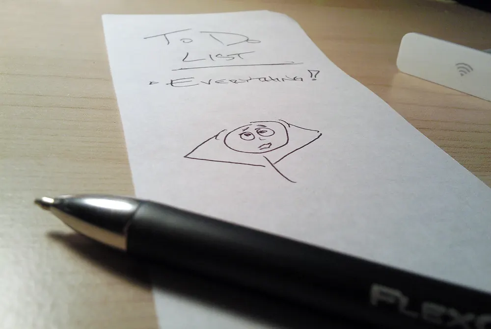 Written checklist on paper