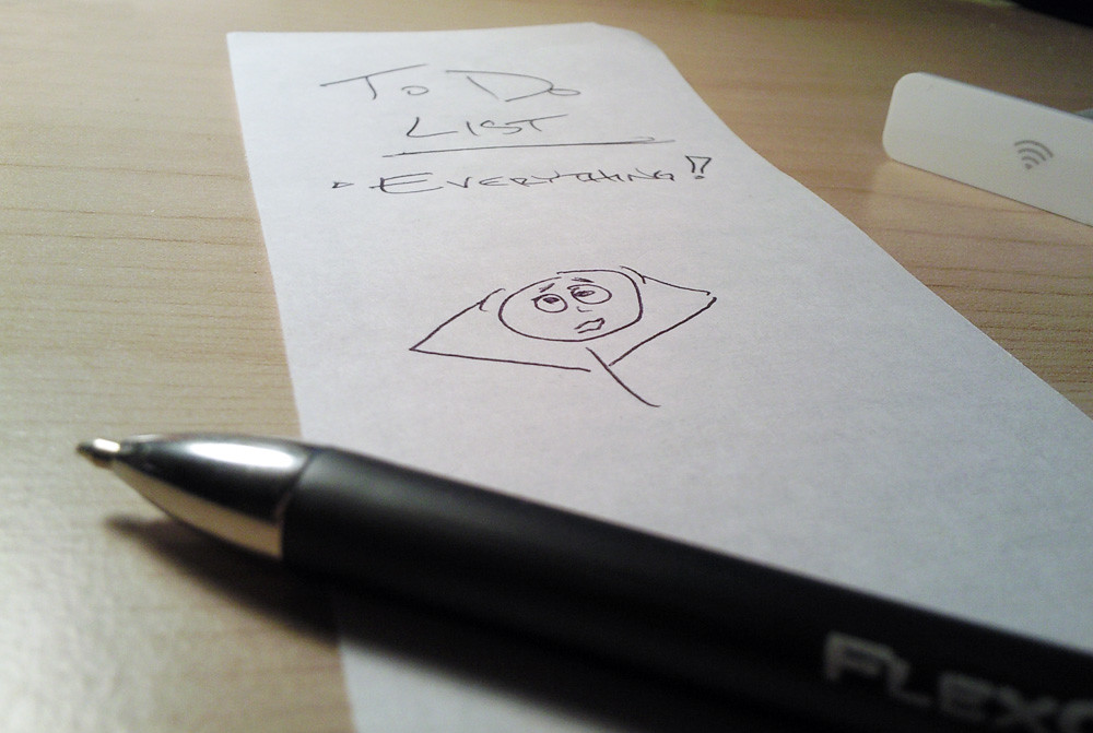 Written checklist on paper