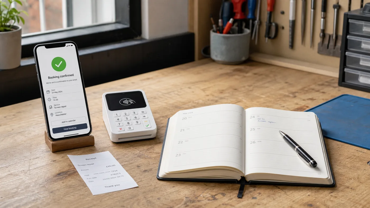 Online booking and payment system for a small service business
