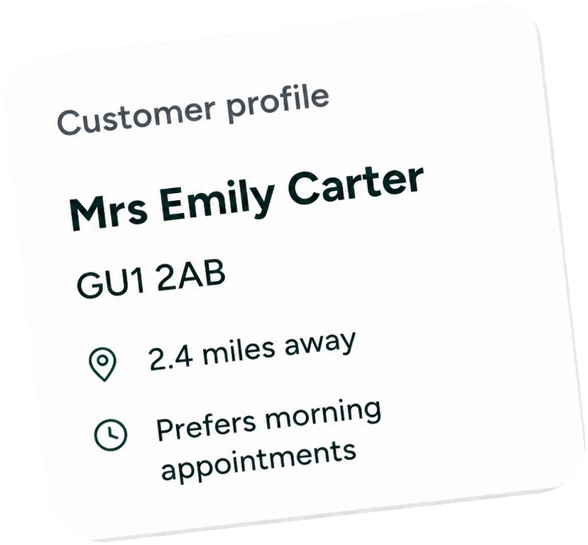 Customer profile for Mrs Emily Carter in Guildford