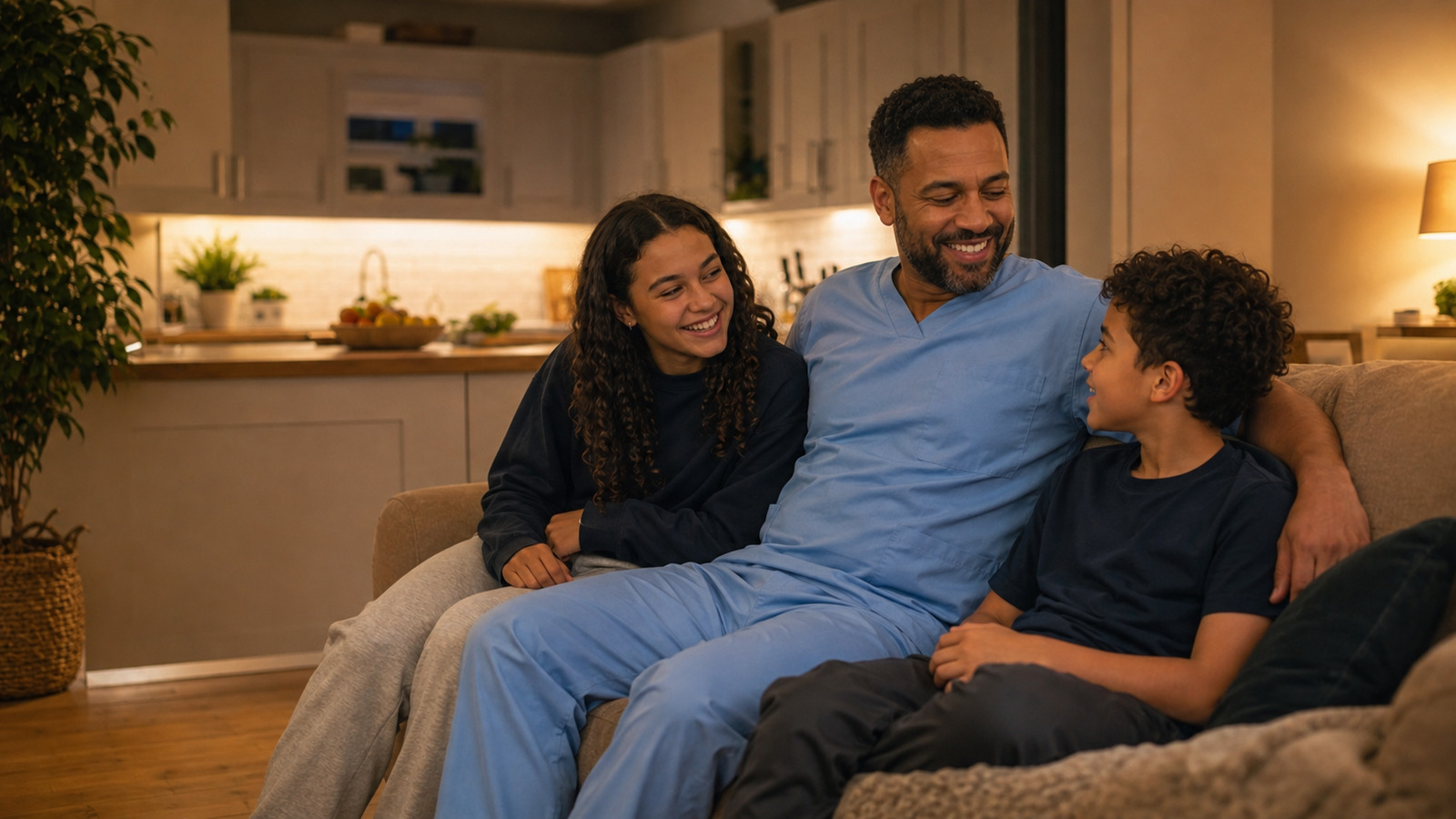 After Offlico, an ear wax removal specialist relaxing with her family after finishing the working day