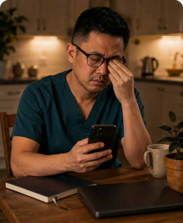 Phone showing missed calls, voicemails and client messages for an ear wax removal specialist