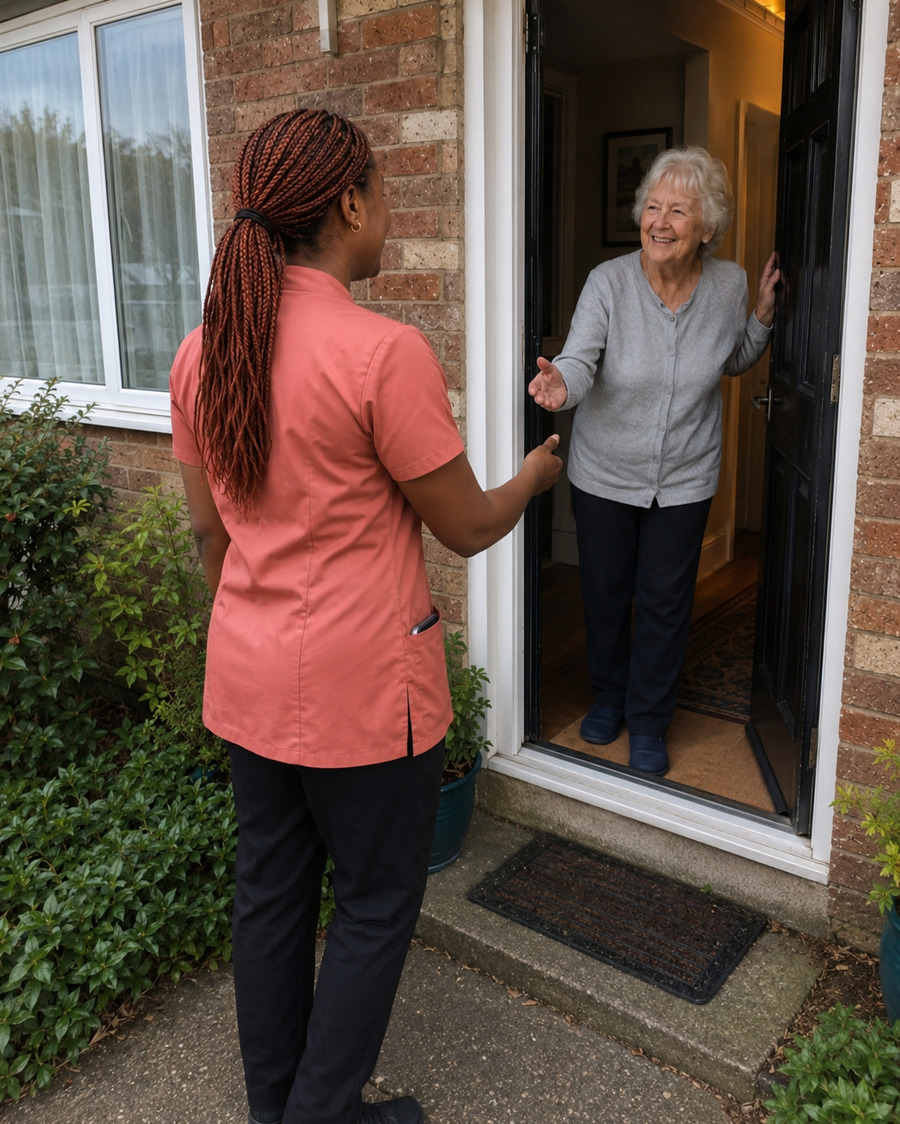 Mobile ear wax removal appointment professional arriving for a booked home visit