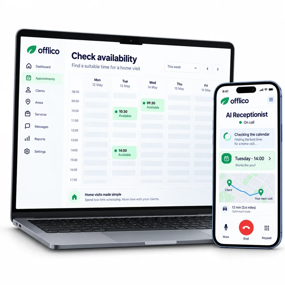 Offlico AI receptionist checking live appointment availability on a connected calendar