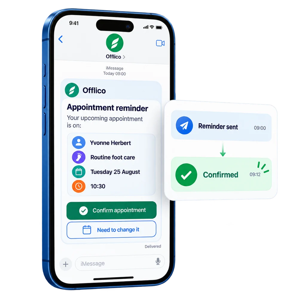 Client confirming an Offlico appointment after receiving a reminder