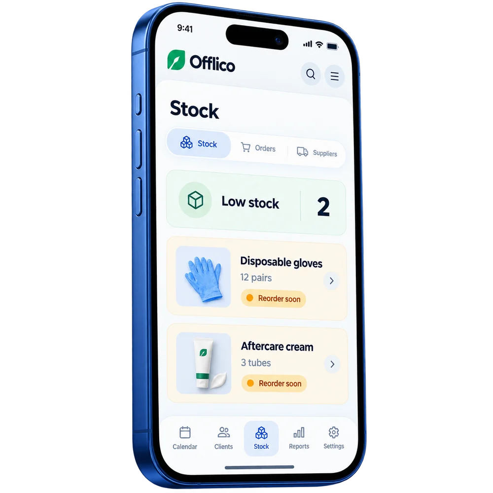 Offlico low-stock alert highlighting a product that needs replenishing