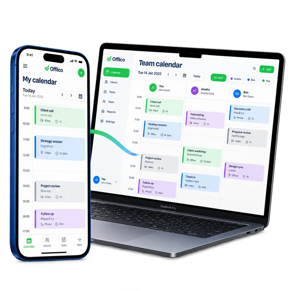 Offlico workspace moving from a solo business view to team controls