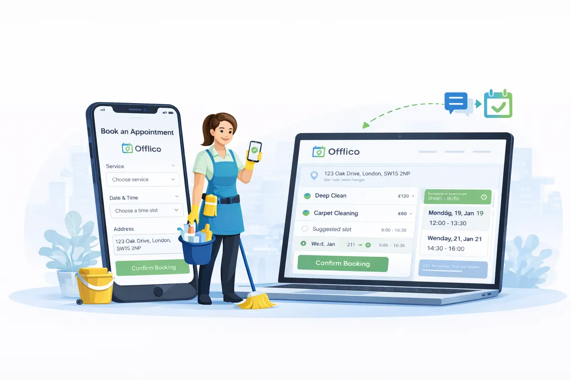 Online booking page for collecting appointment details