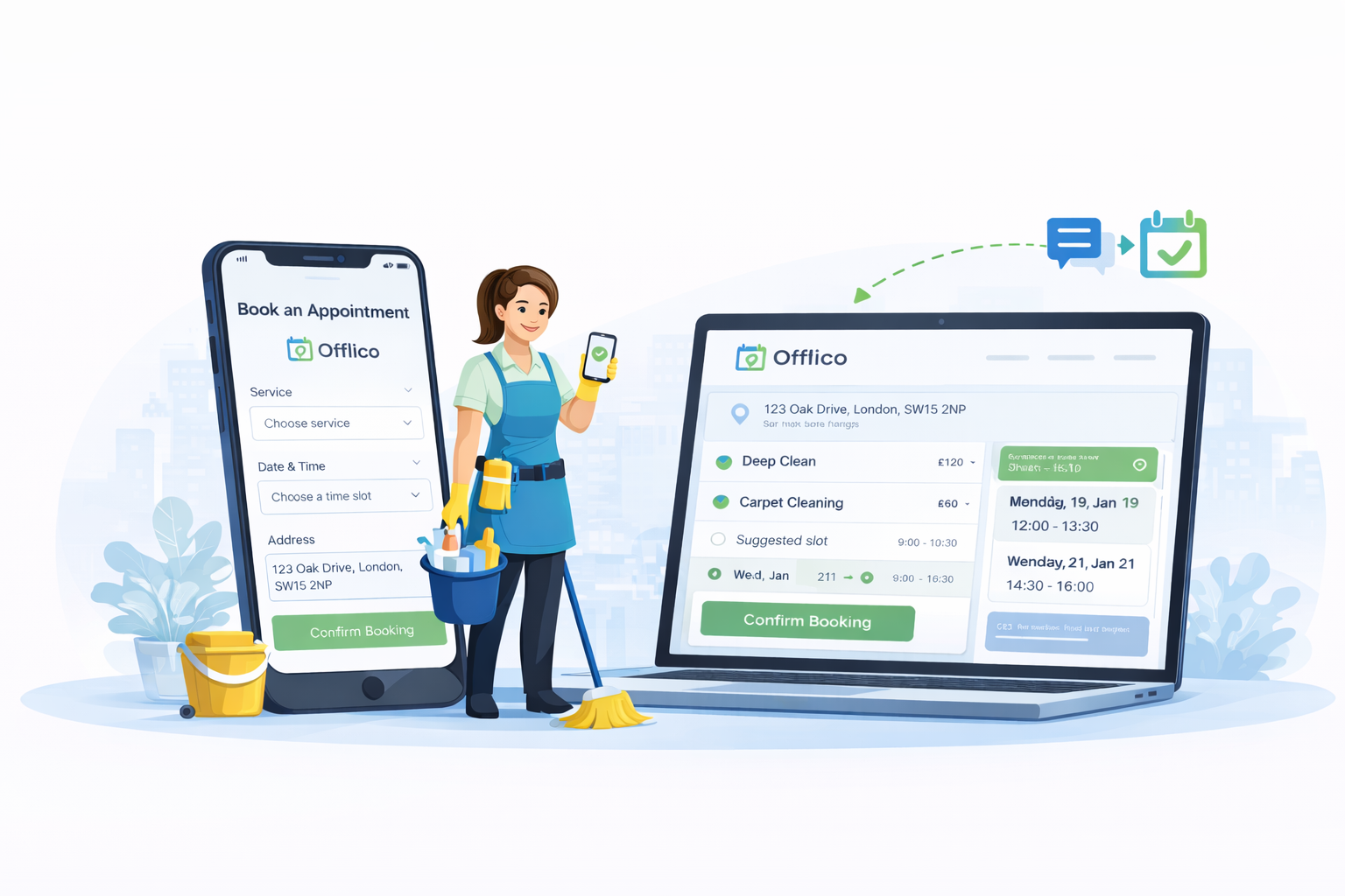 Online booking pages feature inside Offlico